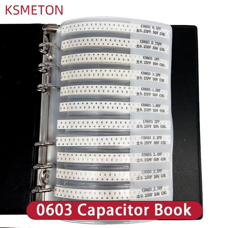 Libro Muestras Capacitores SMD (0201, 0402, 0603, 0805, 1206) Kit Surtido 1nF-10uF