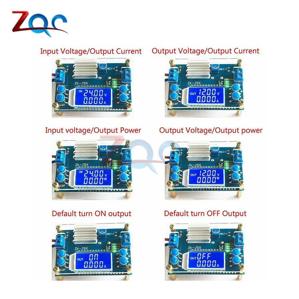 Módulo Fuente Alimentación Buck Ajustable DC 6.5-36V a 1.2-32V 5A CC/CV con Display LCD Digital y Carcasa