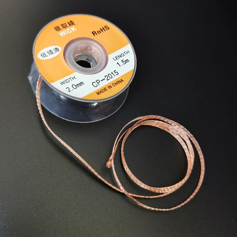 Alambre Malla Desoldadora Trenzada para Removedor Soldadura (2.0mm/3.5mm, 1.5m) Herramienta Reparación (1 Unidad)