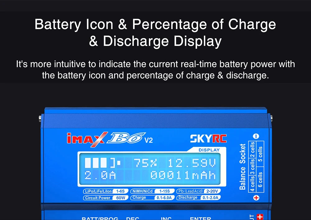 SKYRC IMAX B6 V2 6A 60W Balance Charger Discharger For NiMH NiCD LiHV NiCd Li-ion Battery Charger for DJI Mavic/Inspire Battery