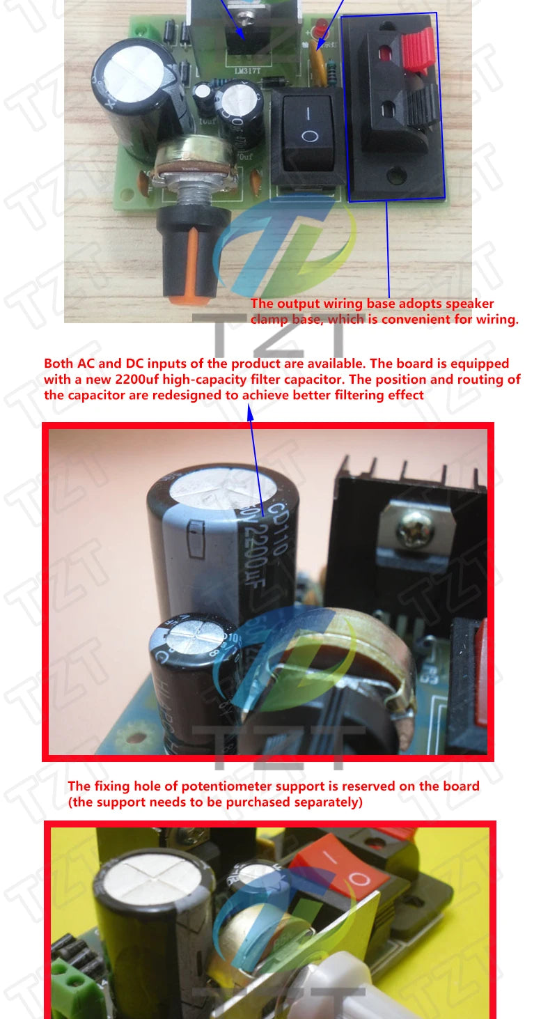 Kit DIY Módulo Fuente Alimentación Step-Down LM317 Regulador Voltaje Ajustable con Fusible Reseteable