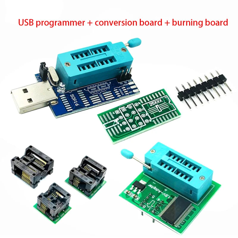 Kit Programador USB CH341A EEPROM/Flash/BIOS con Clip SOIC8, Adaptador 1.8V y ZIF Socket
