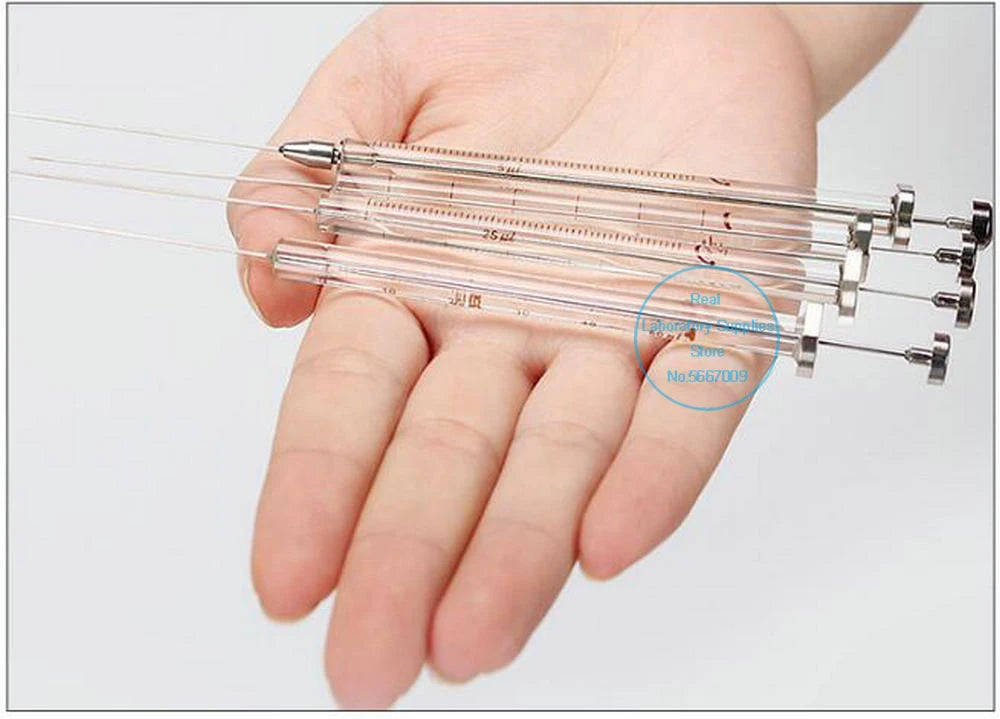 Microjeringa Fase Líquida (0.5uL - 1000uL) para Laboratorio - Microinyector Cromatográfico Cabeza Plana