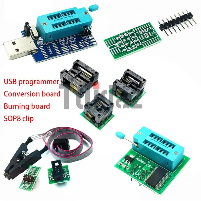Kit Programador USB CH341A EEPROM/Flash/BIOS con Clip SOIC8, Adaptador 1.8V y ZIF Socket