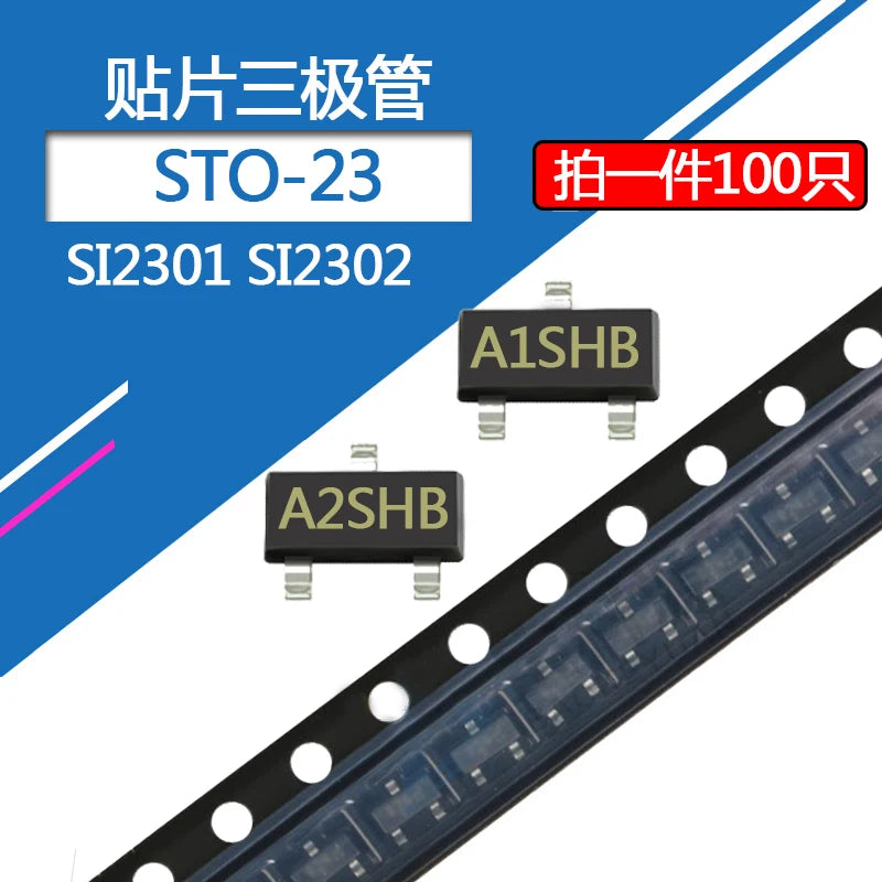 Transistor MOSFET P-Channel SI2301 (A1SHB) / N-Channel SI2302 (A2SHB) SOT-23 - Lote 100 Piezas