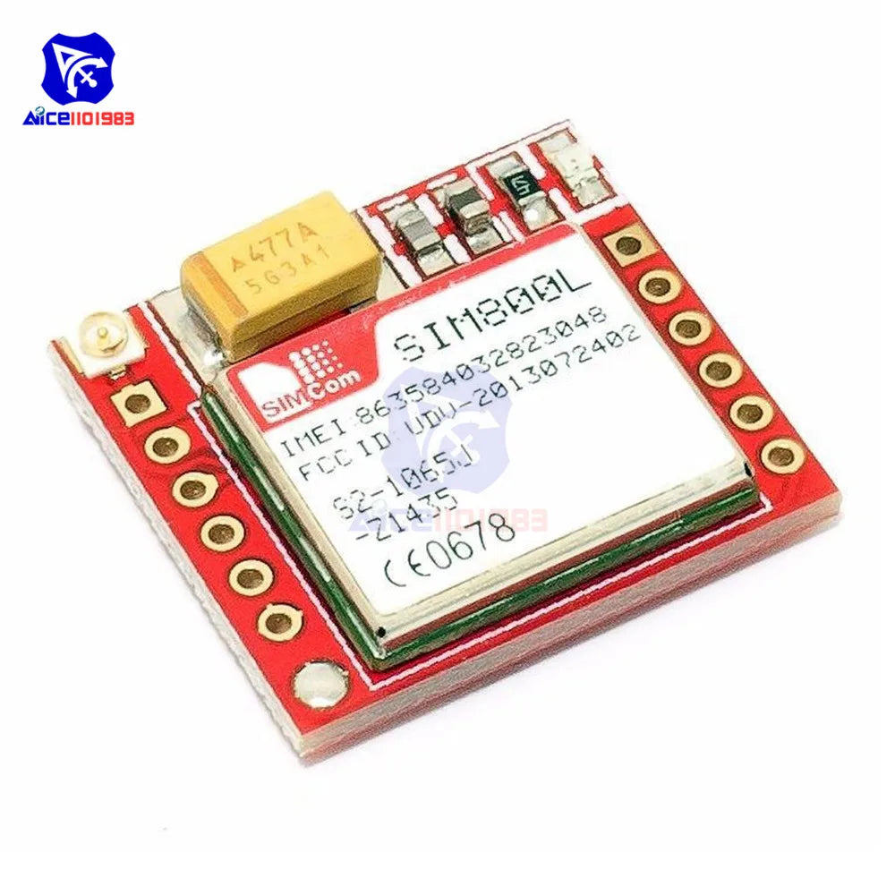 Módulo GSM/GPRS DIYMORE SIM800L Core (Quad-Band, Serial TTL) con Interfaz IPX, Antena PCB y Ranura Micro SIM para Arduino