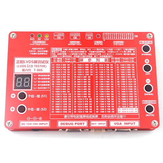 Tester Panel Universal (6ta Gen) T-80S para Pantallas LED/LCD (TV/Computadora/Laptop) - 80 Programas Integrados, Inversor