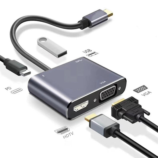 Hub USB-C Docking Station con HDMI 4K, VGA, USB 3.0 para MacBook/iPad/Samsung Dex