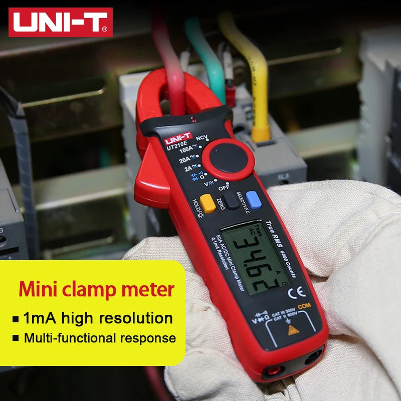 Pinza Amperimétrica Digital UNI-T UT210E/UT210D/UT210C - Mini Clamp Multímetro True RMS AC, Auto Rango
