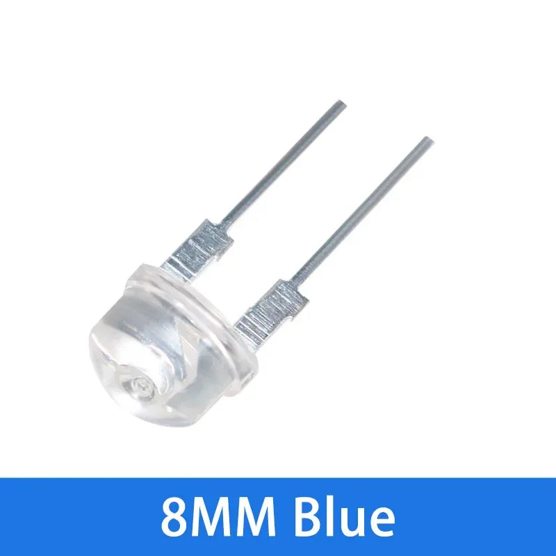 Diodo LED Sombrero Paja F8 (8mm) Super Brillante Blanco Cálido 0.5W / Blanco 0.3-0.75W / Azul / Verde / Rojo / Amarillo (20 Unidades)