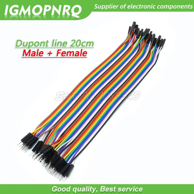 Cable Jumper Dupont (40/120 Unidades, 40 Pines, 20cm) Macho-Macho / Hembra-Hembra / Macho-Hembra para Arduino DIY Kit