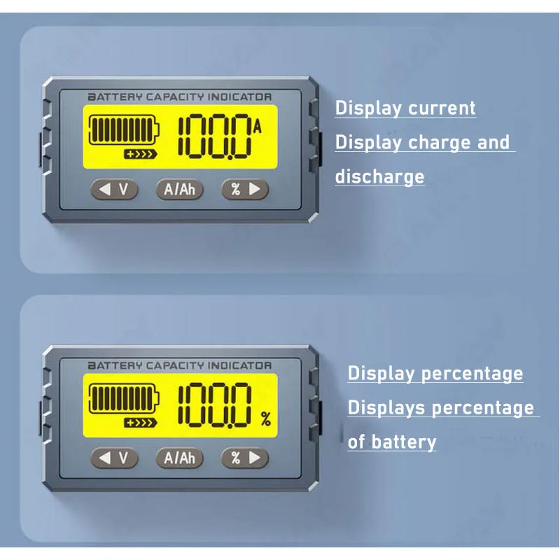 Monitor Batería (Coulombímetro) 50A/100A - Tester Capacidad (Plomo-Ácido/LiFePO4/Li-ion) 12V-60V