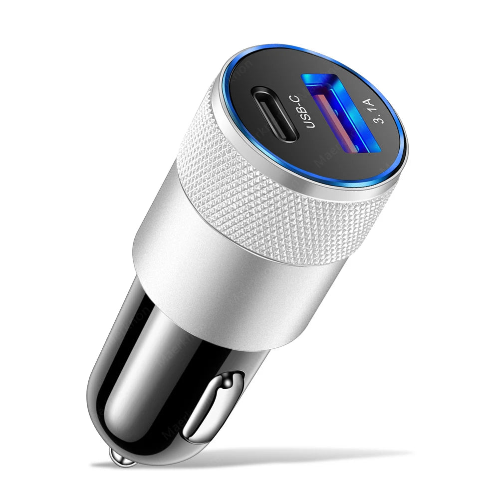Cargador Auto USB 80W PD Tipo-C Carga Rápida Adaptador para iPhone 14/13/12 Pro/Xiaomi/Huawei/Samsung QC3.0