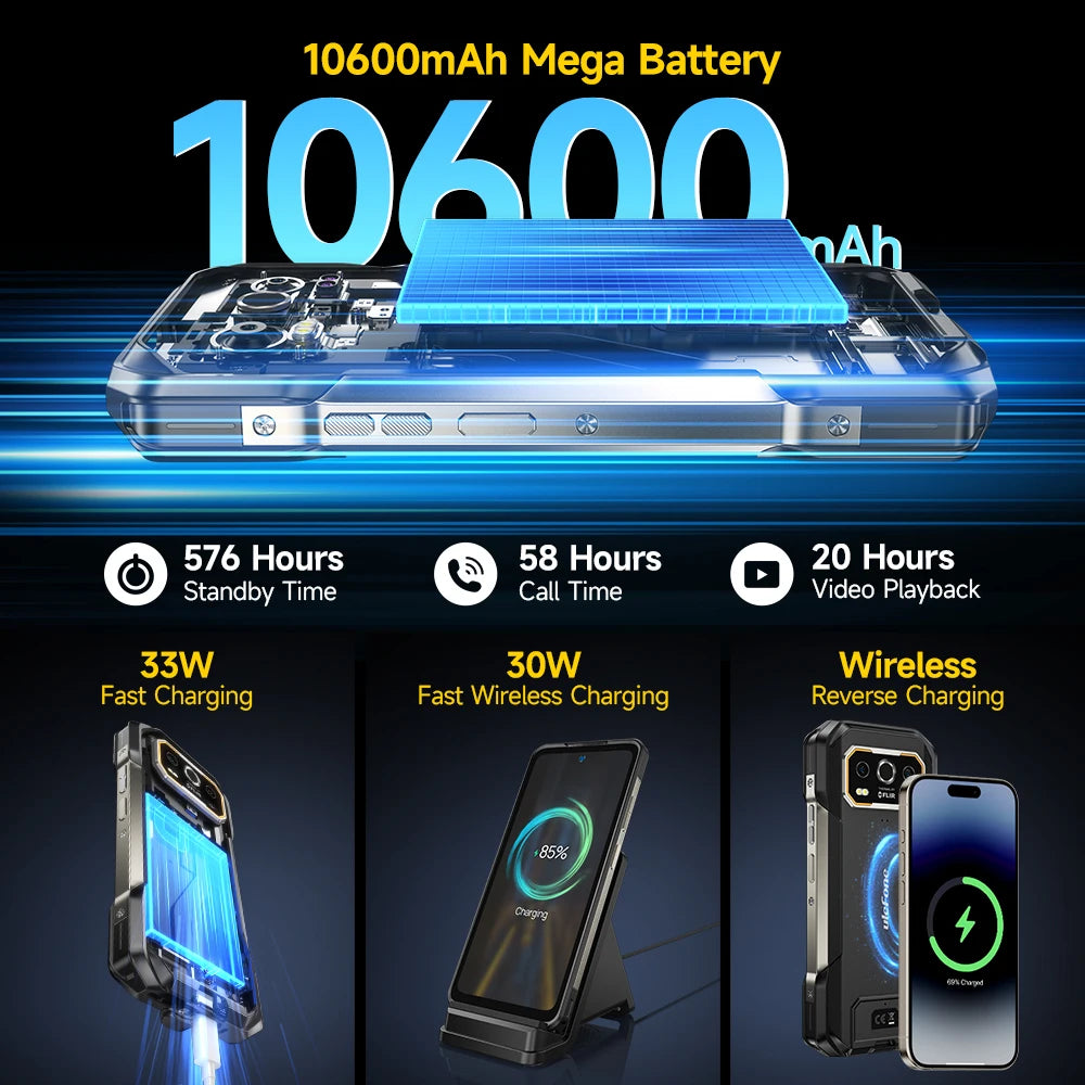 Celular Rugged Ulefone Armor 27T Pro 5G con Cámara Térmica FLIR® - 10600mAh, Android 14, 24GB/256GB, NFC