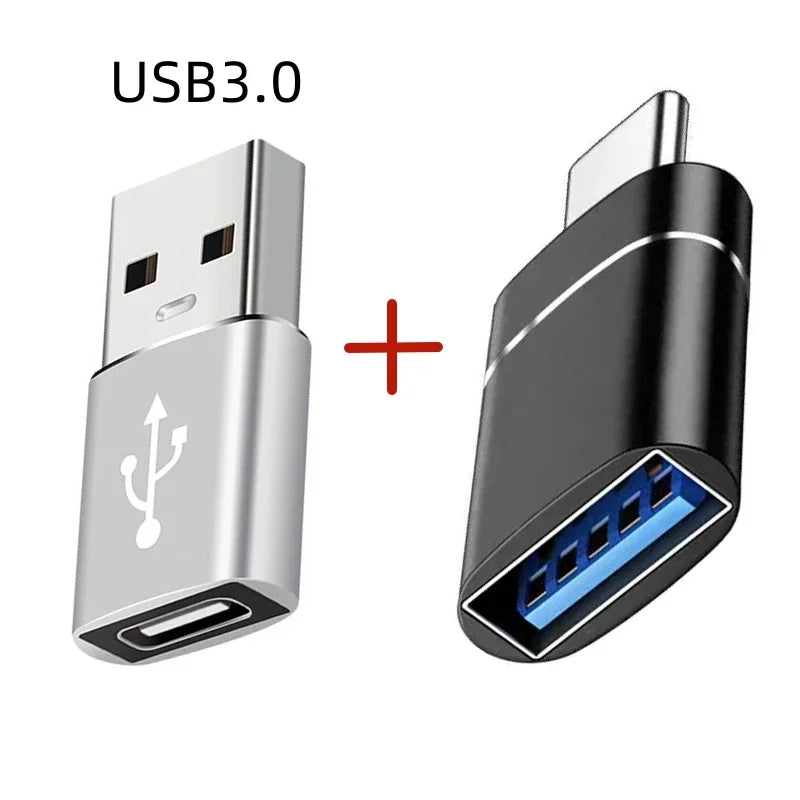 Adaptador Convertidor OTG USB 3.0 Macho a Tipo C Hembra para Cargador/PC/MacBook/Auto/USB iPad (2 Unidades)