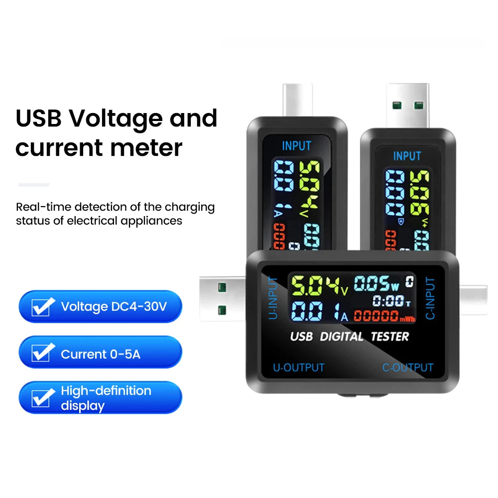 Tester USB Medidor Voltaje/Corriente/Capacidad Batería (Voltímetro Doctor Cargador Power Bank)