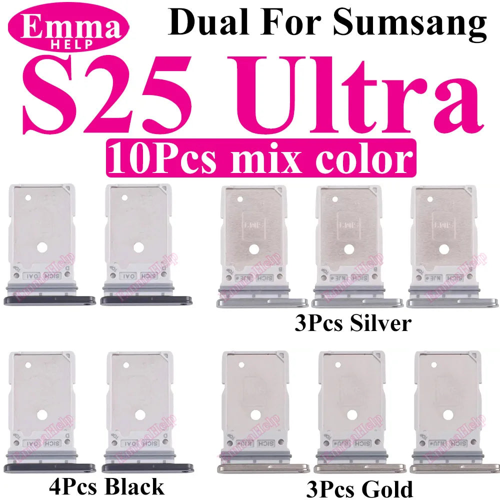 Bandeja Porta Tarjeta SIM para Samsung Galaxy S20-S25 Plus/Ultra (Modelos Específicos Listados, 10 Unidades)