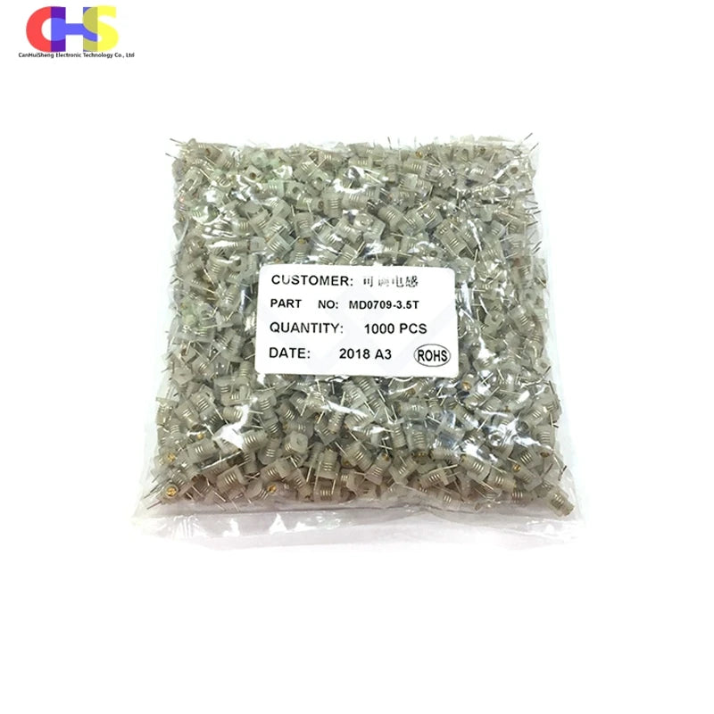 Inductor Ajustable Moldeado MD0707 Bobina Hueca (1.5T a 3.5T) 7x7mm - Lote 20 Piezas