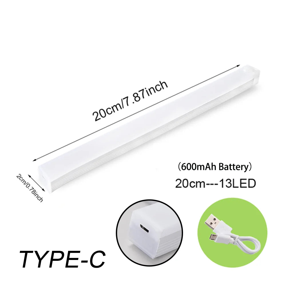 Luz Nocturna LED Inalámbrica con Sensor Movimiento (Recargable Tipo C) para Gabinete/Armario/Escalera/Cocina