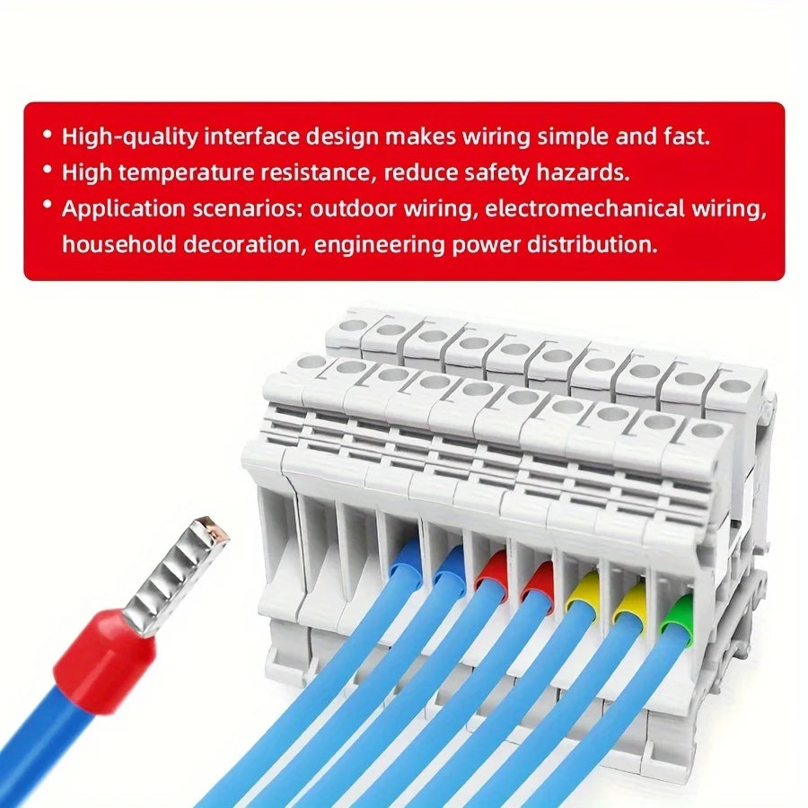 Terminales Tubulares Eléctricos VE Aislados Extremo Cable Conector (100 Piezas)