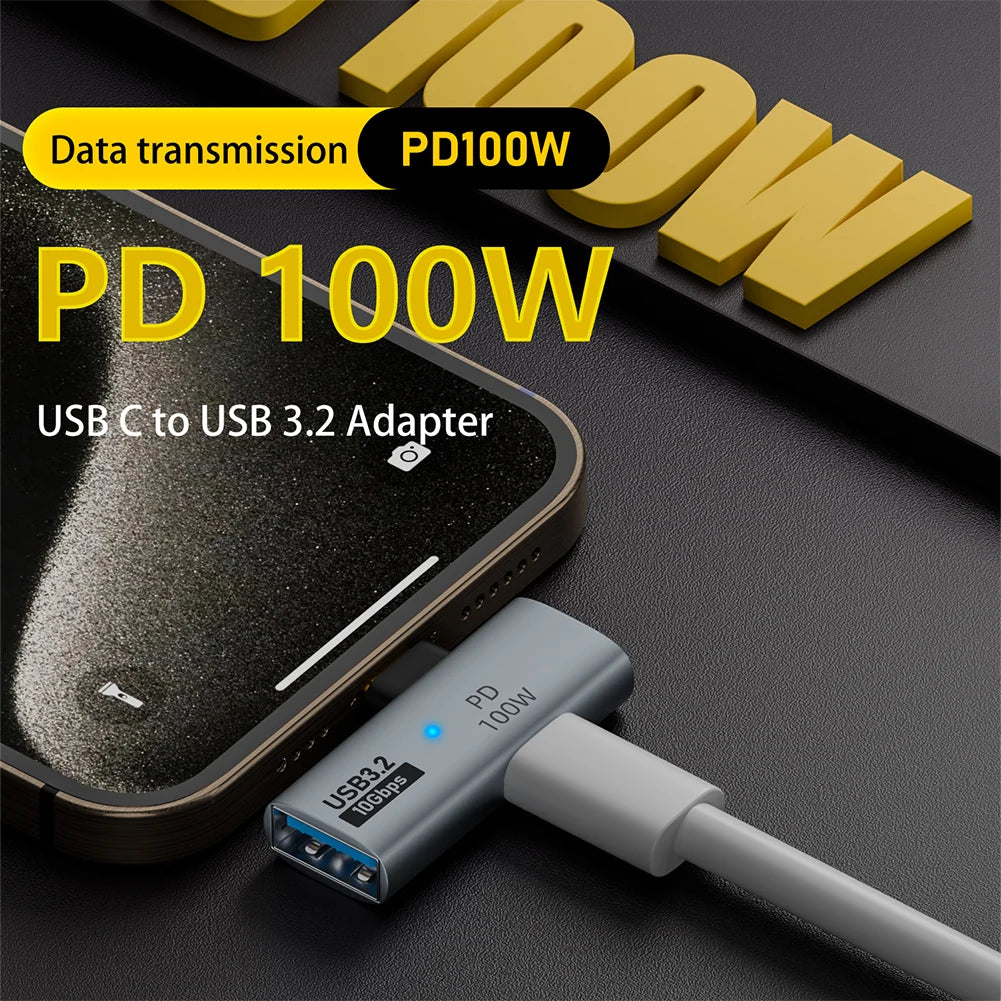 Adaptador USB-C 2-en-1 100W PD a USB OTG Soporta Transferencia Datos Carga Rápida para iPhone 15/Tablet/MacBook