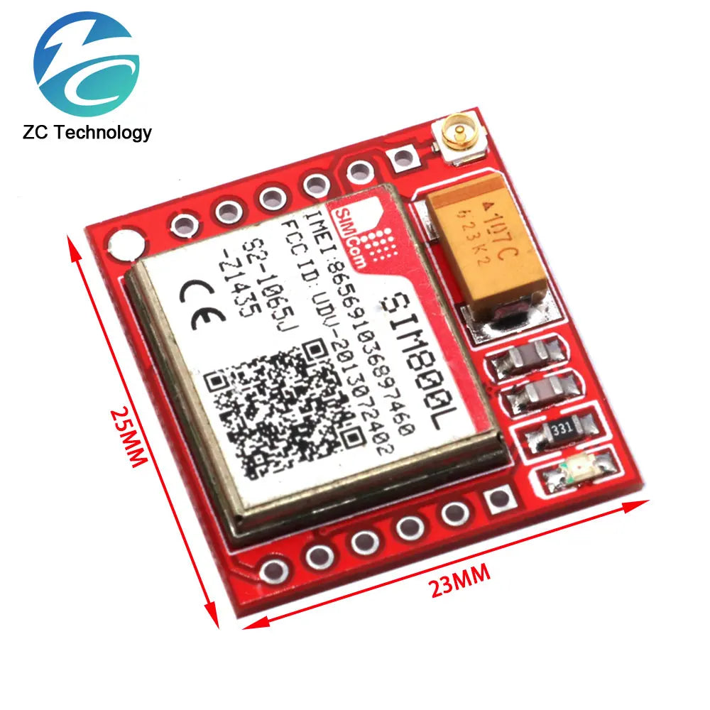 Módulo GSM/GPRS SIM800L Core (Quad-Band, Serial TTL) con Interfaz IPX, Antena PCB y Ranura Micro SIM para Arduino