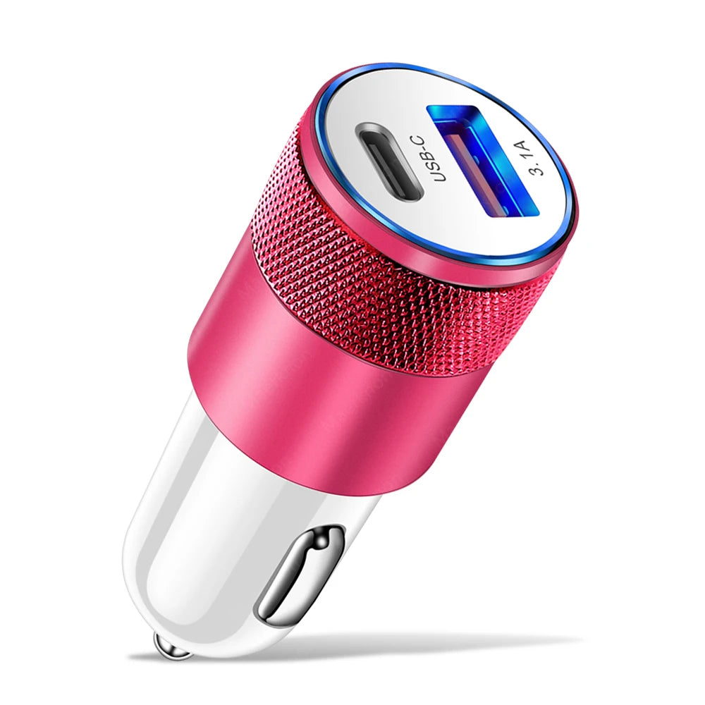 Cargador Auto USB 80W PD Tipo-C Carga Rápida Adaptador para iPhone 14/13/12 Pro/Xiaomi/Huawei/Samsung QC3.0