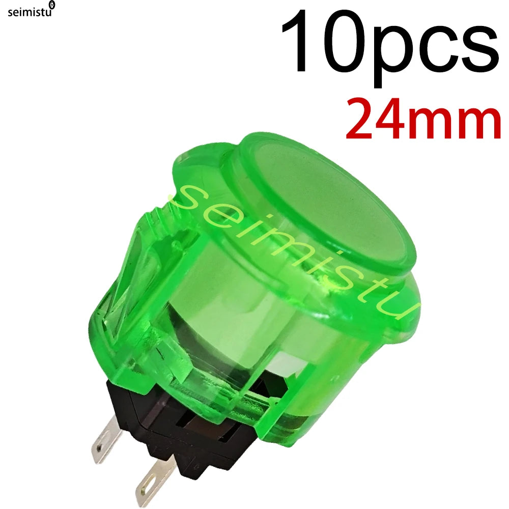 Botón Pulsador Transparente (24mm/30mm) Copia Sanwa OBS-C para Consola Videojuegos/Hitbox/Arcade PC Neo Geo (10 Unidades)