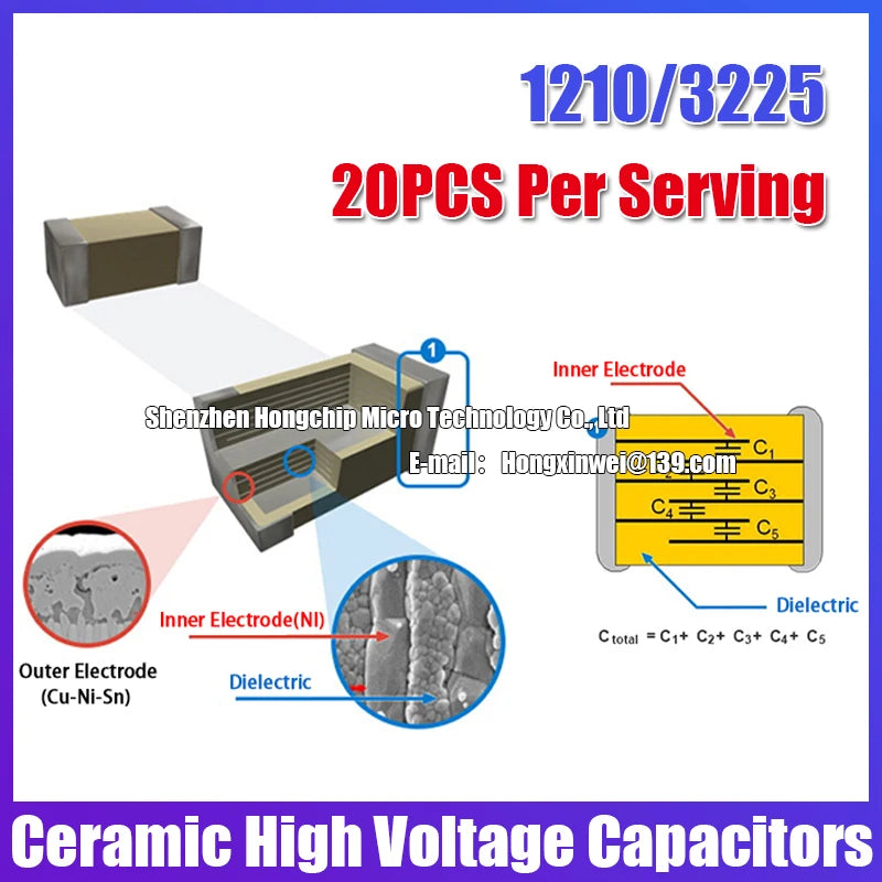 Capacitor Cerámico Alto Voltaje SMD 1210 (22uF 226K, 63V/100V, X7R 10%) MLCC No Polar - Pack 20 Unidades