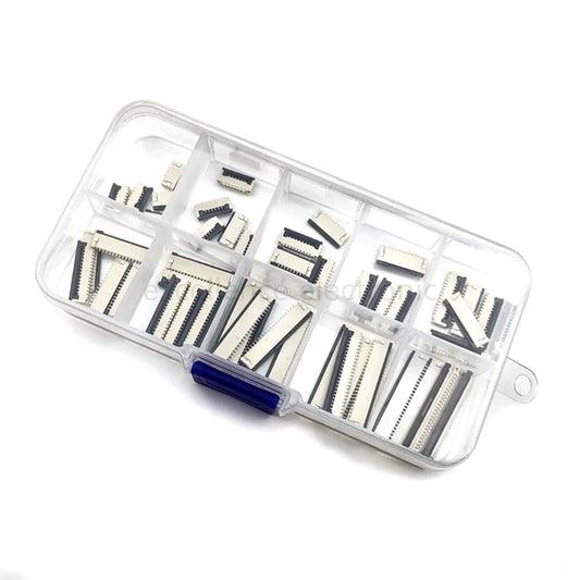 50pcs/Box 1mm Pitch Flip Type Under Clamshell Socket FPC FFC Flat Cable Connector 4P 6P 8P 10P 12P 14P 16P 20P 22P 24P Kits
