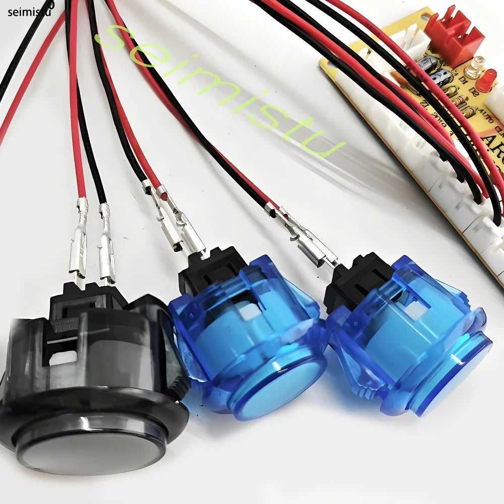 Botón Pulsador Transparente (24mm/30mm) Copia Sanwa OBS-C para Consola Videojuegos/Hitbox/Arcade PC Neo Geo (10 Unidades)
