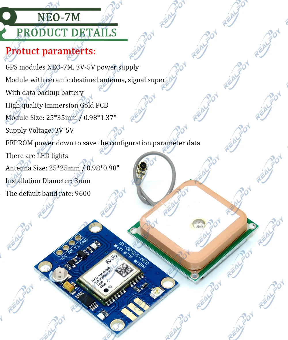 Módulo GPS NEO-6M / NEO-7M / NEO-8M (Micro USB) para Posicionamiento Satelital Arduino/STM32/C51