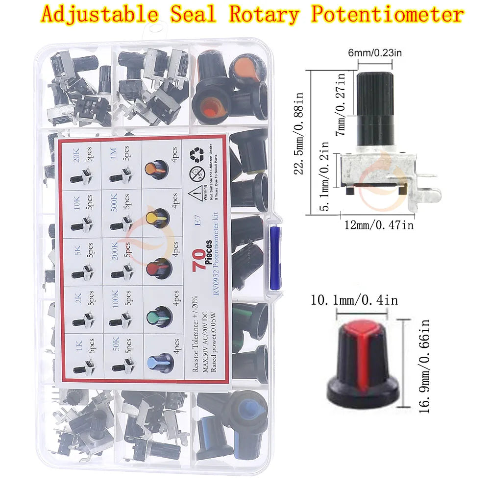 Wh148 Single Dual Potentiometer Mix Kit 3Pin 5Pin 6Pin Switch Audio Shaft Amplifier Sealing B1K 2K 5K10K 20K 50K 100K 250K 500K1