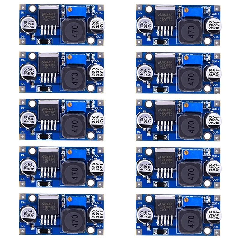 Pack 10 Pcs Módulo Convertidor Buck LM2596 DC-DC Ajustable 3.0-40V a 1.5-35V Step-Down