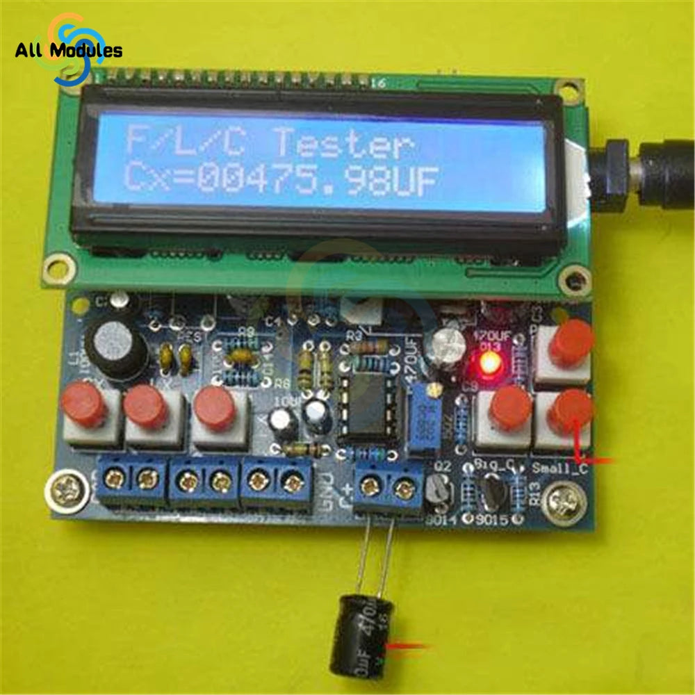 Kit DIY Secohmmeter Digital LCD 1602 Medidor Frecuencia/Capacitancia/Inductancia (Cymometer CF Tester) Permittimeter