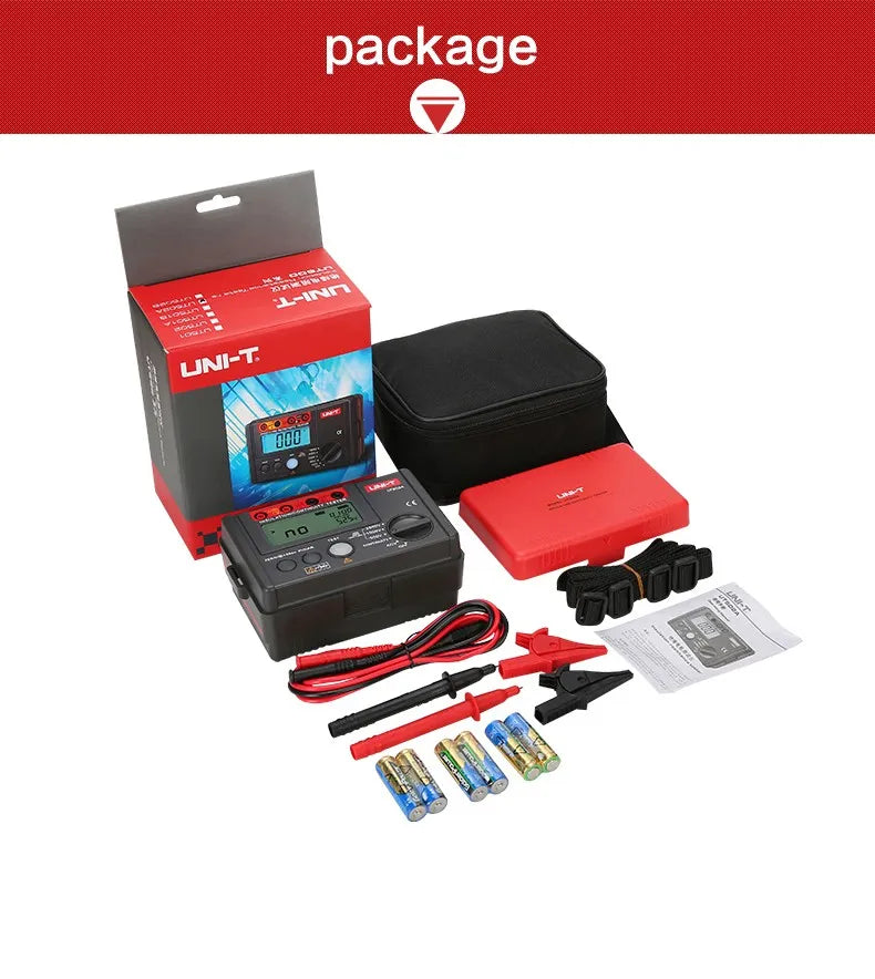 Probador Resistencia Aislamiento UNI-T UT501A/UT501C/UT502A/UT502C - Megóhmetro Digital Ohm Tester, Auto Rango, Backlight