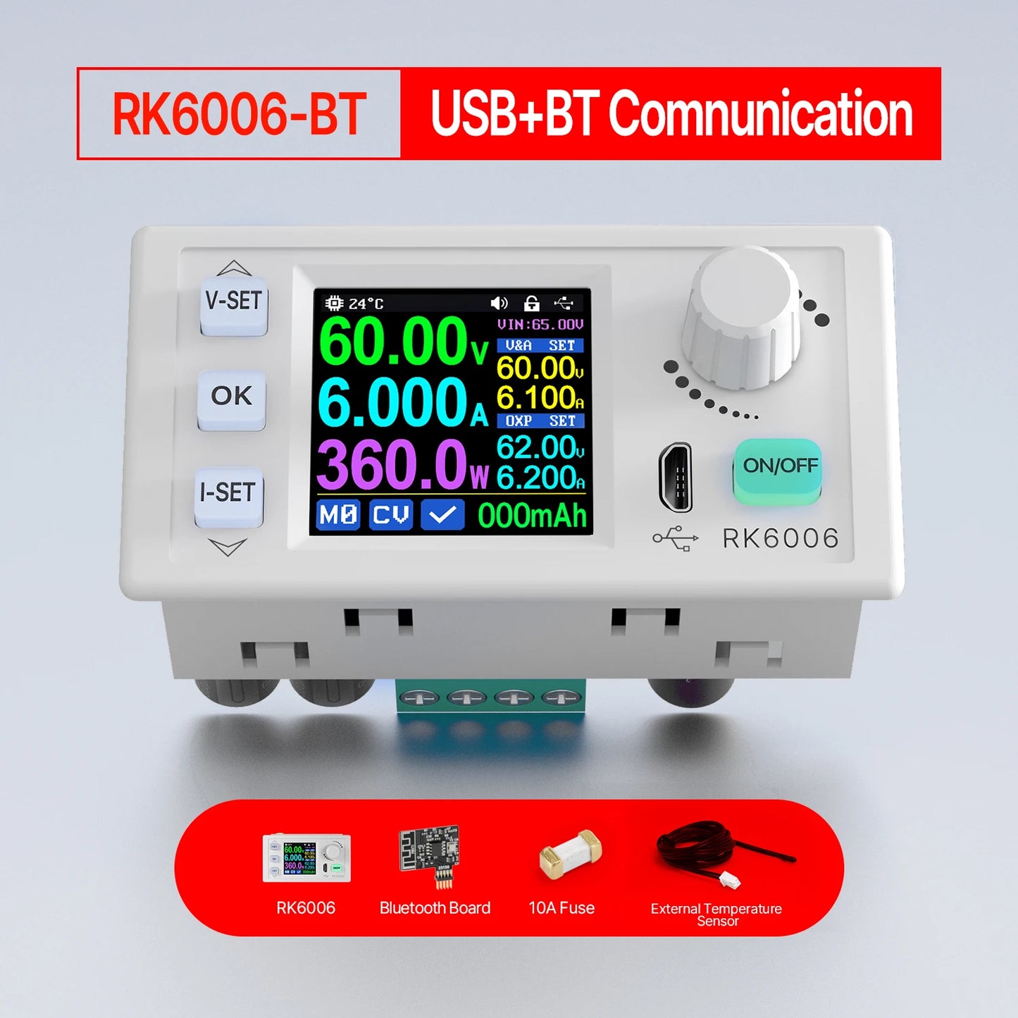 Fuente Alimentación Laboratorio RD-RK6006 / RK6006-BT DC 60V 6A Comunicación Buck Ajustable 4 Dígitos