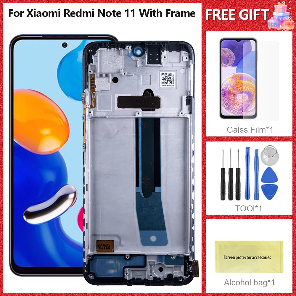 AMOLED Display For Xiaomi Redmi Note 11 LCD Touch Screen Digitizer Panel Assembly 2201117TG, 2201117TI Screen Display Replace