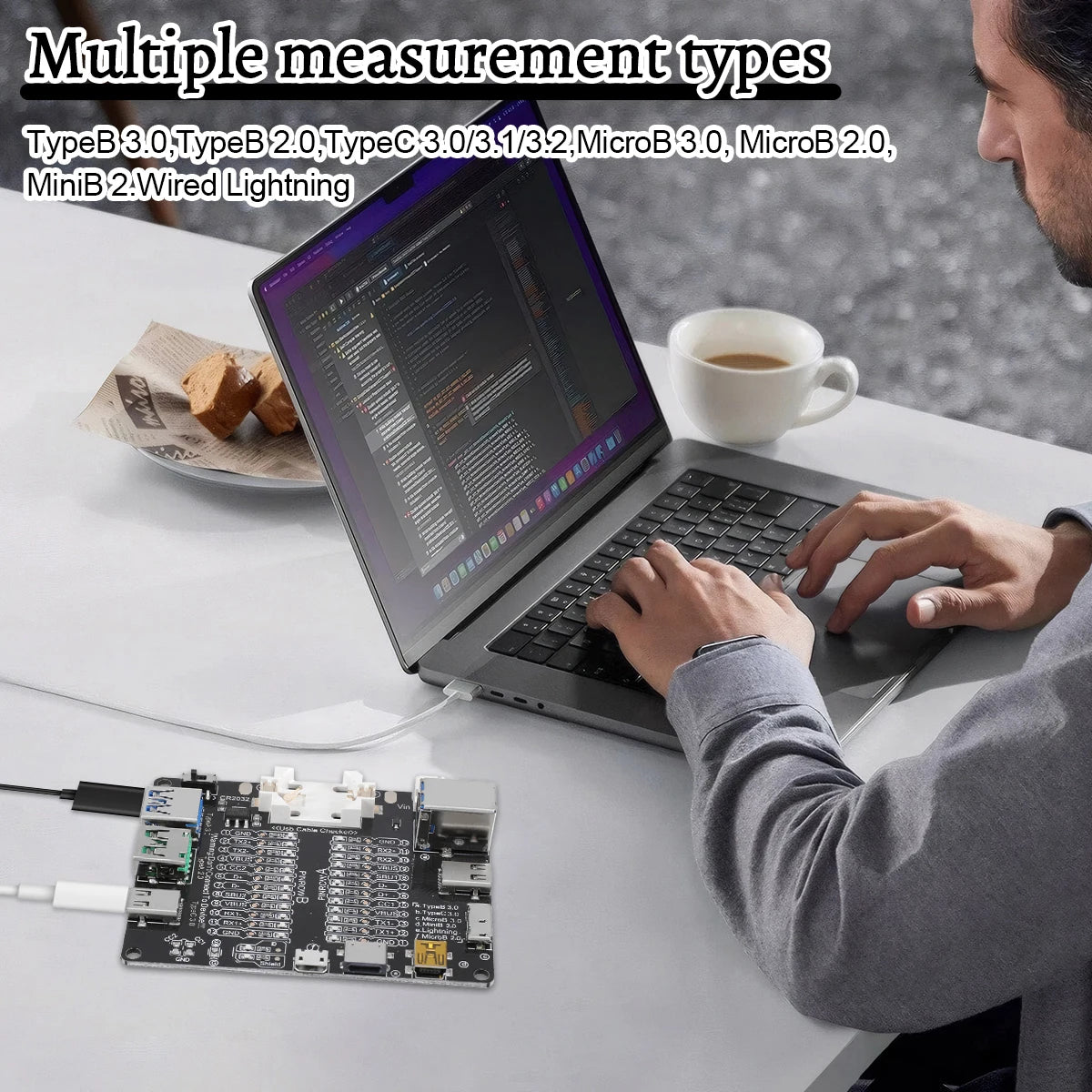 Tester Placa Prueba Cables USB (Tipo-C/B/Micro) Detección Cortocircuito/Anomalía para iOS/Android