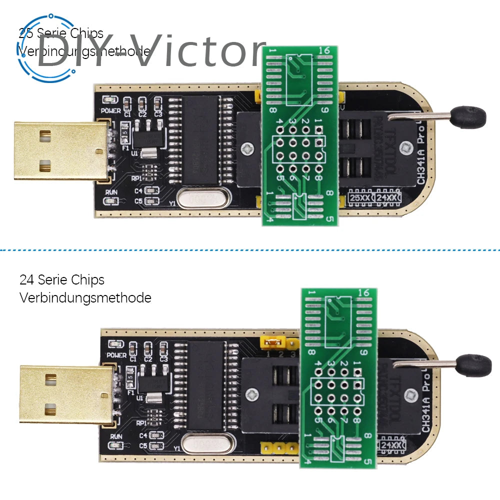 Kit Programador USB CH341A 24/25 Series EEPROM Flash BIOS + Clip Test SOIC8/SOP8 (DIY Kit i21)