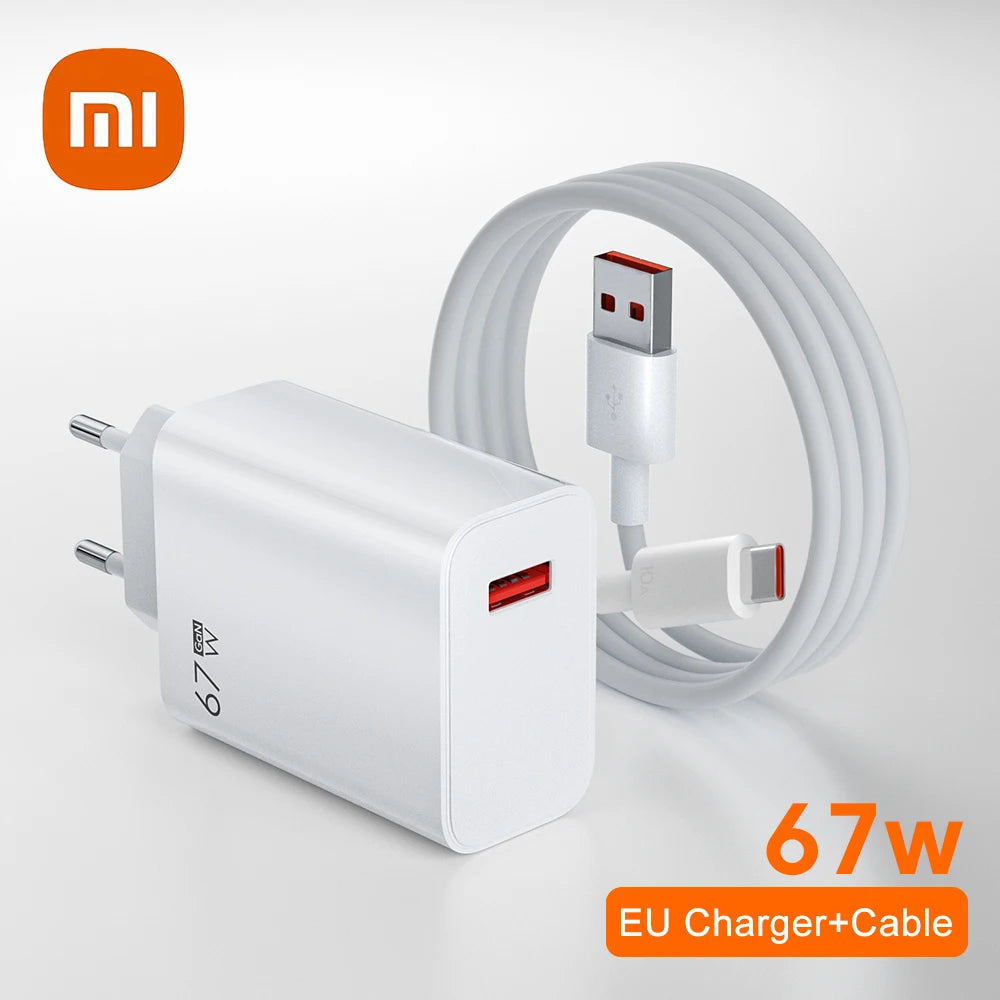 Cargador Xiaomi Original 67W Carga Rápida GaN USB-C PD (EU/US/UK) + Cable USB-C