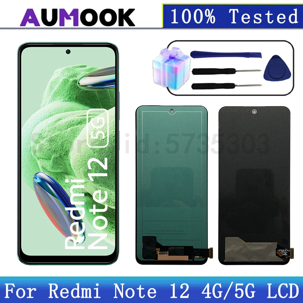 6.67" Tested AMOLED Display For Redmi Note 12 LCD Screen Digitizer For Redmi Note 12 4G 5G LCD Display 22111317G 23028RA60L LCD