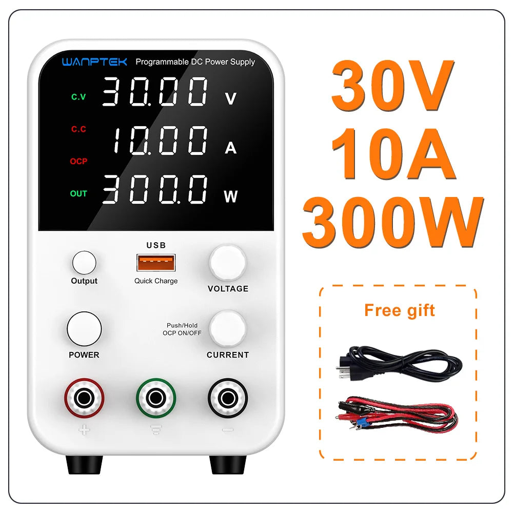 Fuente de Poder Laboratorio WANPTEK DC Ajustable 30V/60V/120V Regulador Voltaje Preajuste V/A (Input 110V/220V)