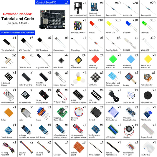 Kit Inicio Freenove Completo para Arduino UNO R4 WiFi Mini (V5, ARM Cortex-M4, 343 Items, 90 Proyectos, Tutorial 474 Págs)