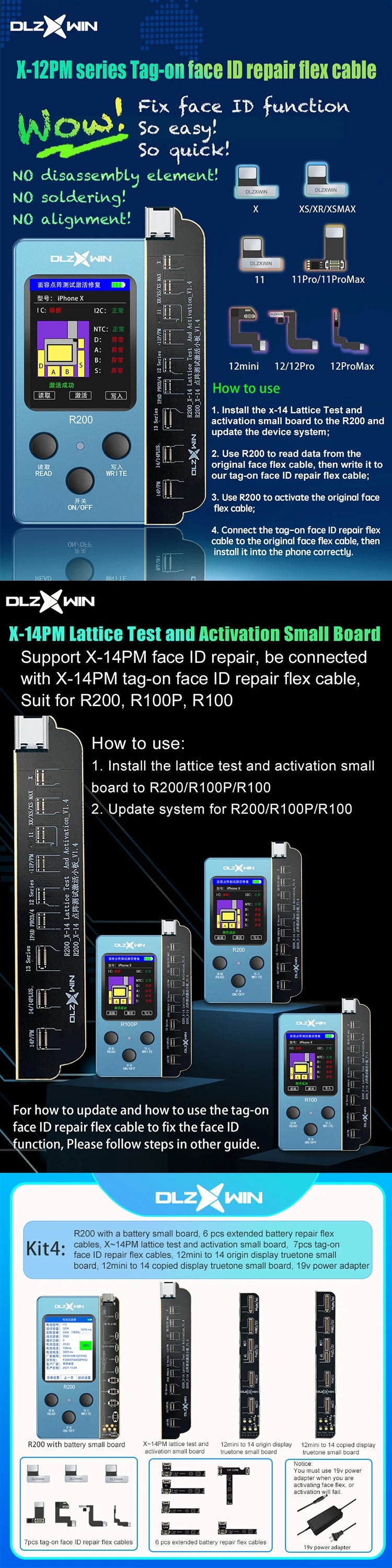 Placa Reparación Batería R200 + Flex - Tester Recuperación True Tone Pantalla (iPhone 11 a 14 Pro Max)