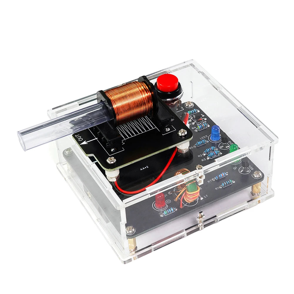 Kit DIY Cañón Electromagnético Alto Voltaje (3V DC) - Módulo Booster Bobina y PCB Práctica Soldadura