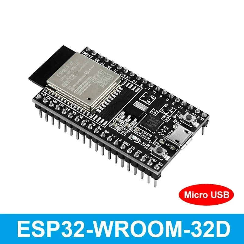 Placa Desarrollo ESP32 (30/38 Pines, ESP32-WROOM-32D/32U/32S) Módulo Inalámbrico WiFi + Bluetooth Doble Núcleo Bajo Consumo