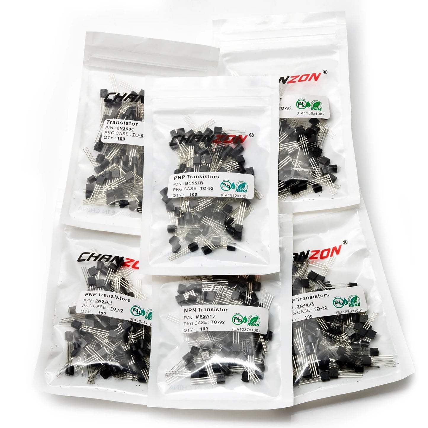 Kit Surtido Transistores TO-92 NPN/PNP (BC547, 2Nxxxx, S8050, etc.)