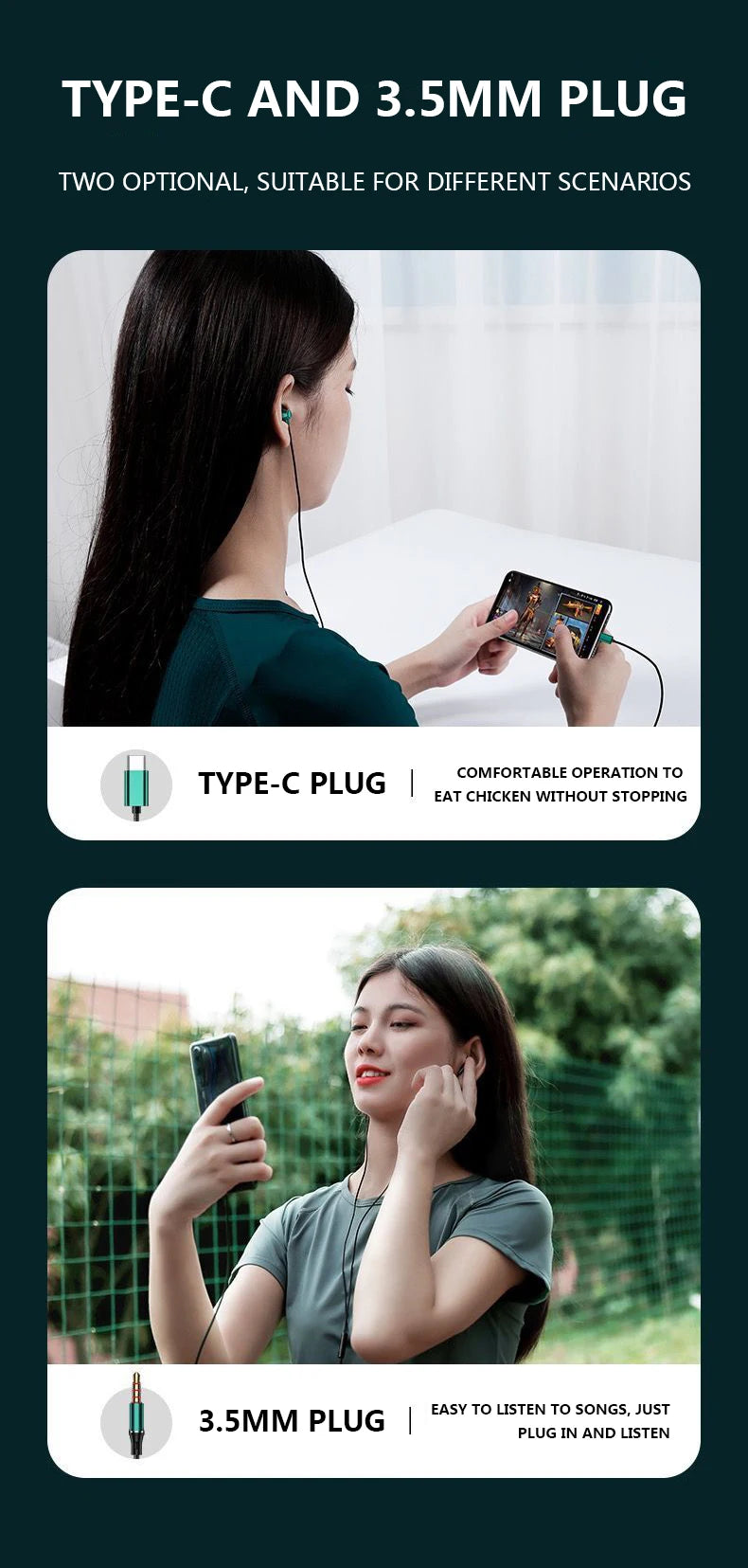 Audífonos Auriculares Tipo C con Cable (HiFi Bajos Estéreo, Control Volumen, Micrófono HD) para iPhone 15/Samsung Galaxy