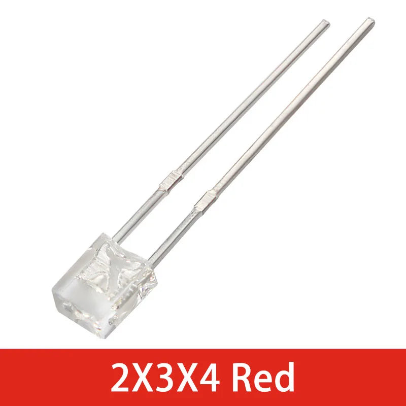 Diodo LED Transparente Luminiscente (2x3x4mm) Blanco/Verde/Rojo/Amarillo/Azul (Kit 50 Unidades)